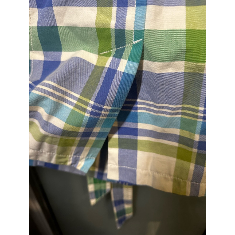 Boden Blue and Green Plaid Trench Coat - Picture 3 of 9